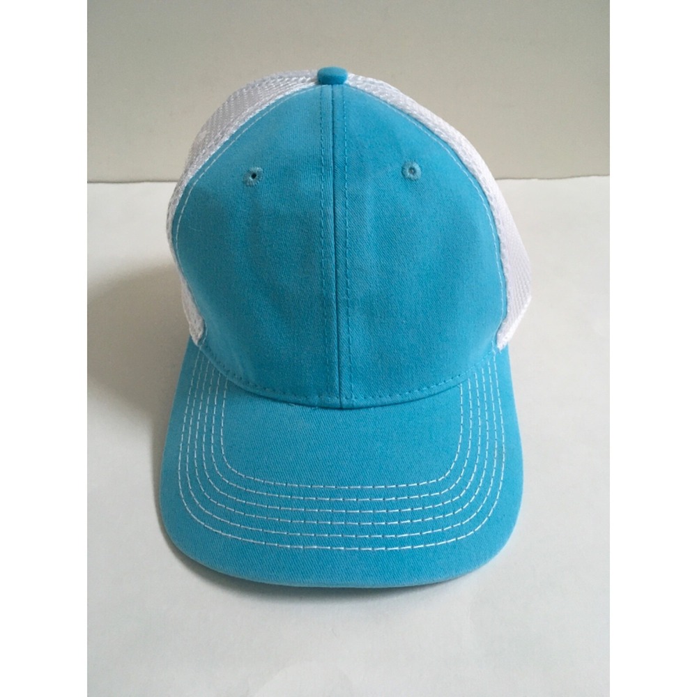Adams Upscale Fashion Headwear Mesh Back Adjustable Strap Hat Aqua Blue & White
